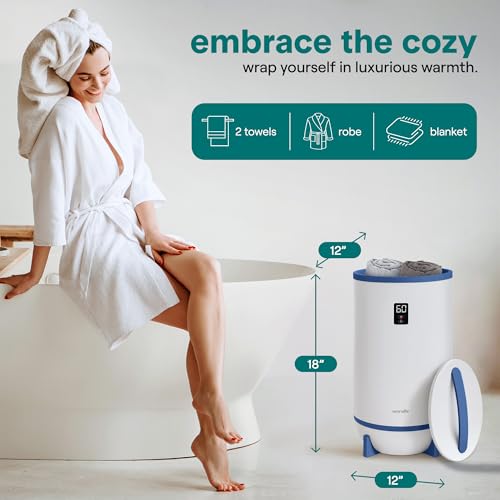 Image of SereneLife Towel Heater for Bathroom & Spa | Portable Large Bucket Style Towel Warmer with Timer | 21L Luxury Electric Heater for Oversized Towels, Robes & Blankets | Auto Shut-Off | Fragrance Discs