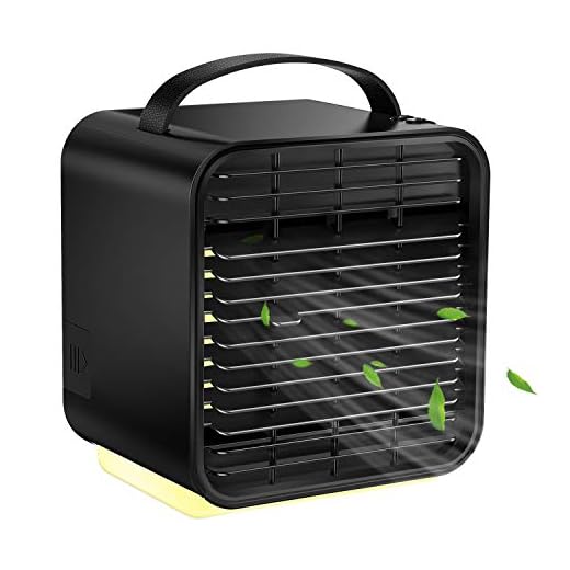 Portable Air Conditioner Fan, Mikikin Personal Space Evaporative Air Cooler Rechargeable USB Desk Fan with LED Light, 3 Speeds, Super Quiet Humidifier Misting Cooling Fan for Home Office Bedroom