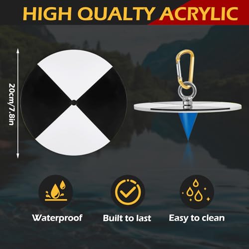 7.87 Inch Plastic Secchi Disk Set - Secchi Disc with Black and White Quadrants, Steel Cone, Holding Line, and 30 Meter Tape Measure for Clarity Measurements