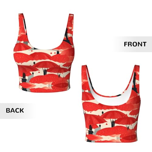 Chaleco de yoga para mujer HYTTER con estampado de Torre Eiffel y paraguas rojo en talla M 4