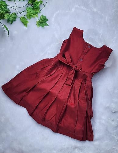 Girl's Traditional Ethnic Wear NarayanPeth Butti Design Sleeveless Frock3