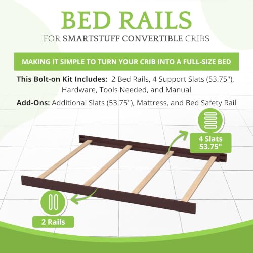 Image of CC KITS Full-Size Conversion Kit Bed Rails for SmartStuff Convertible Cribs by Universal Furniture - Solid Wood Rail - Toddler and Adult Bed Rail for Full-Size Beds - Nursery Furniture (Molasses)