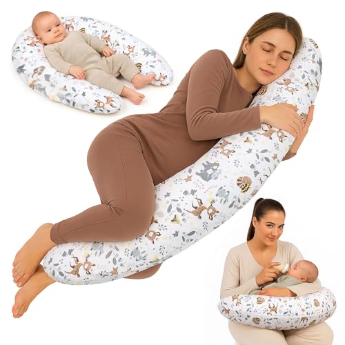 Totsy Baby Stillkissen XXL Schwangerschaftskissen 190 cm - Pregnancy Pillow Body Pillow Seitenschläferkissen Schlafkissen Lagerungskissen Kissen mit Bezug aus Baumwolle Oeko-Tex