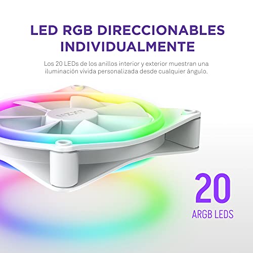 Miniatura 3 de NZXT F140 RGB Duo - Ventilador PC RGB Doble Cara 140mm - Blanco