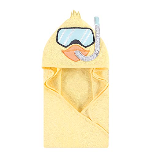 Image of Hudson Baby Unisex Baby Cotton Animal Face Hooded Towel, Scuba Duck, One Size