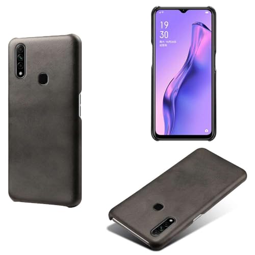 Funda para OPPO A8,Antideslizante,Protección contra caídas,Casca Trasera de Color sólido Simple,Diseño de Cuero de imitación de plástico-Black