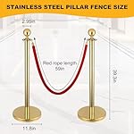 4 PCS Stainless Steel Stanchion Post,5Ft Red Velvet Rope, Hollow Base and Velvet Ropes Safety Barriers Set, Poles Crowd Control Barriers for Red Carpet Themed Decoration - Image 2