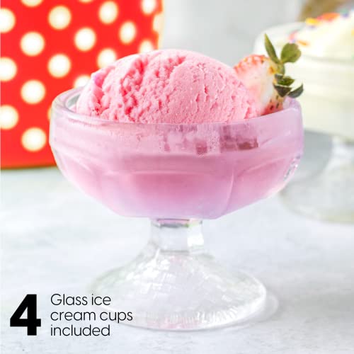 Euro Cuisine Ice Cream, Sorbet & Frozen Yogurt Maker - Homemade Gelato & Soft Serve Ice Cream Maker Machine With 4 Glass Cups - Double-Insulated Freezer Bowl, Mixing Paddle, Lid - 1.5 Quart Capacity #TOP4