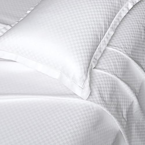 Image of Story@Home Long Staple Premium Cotton Compact Yarn Bedsheet King Size with 2 Pillow Covers, 500TC Premium Bedsheets, Home Decor, Ultimate Comfort, 270 cm x 270 cm, Checkered Printed - Checkered White