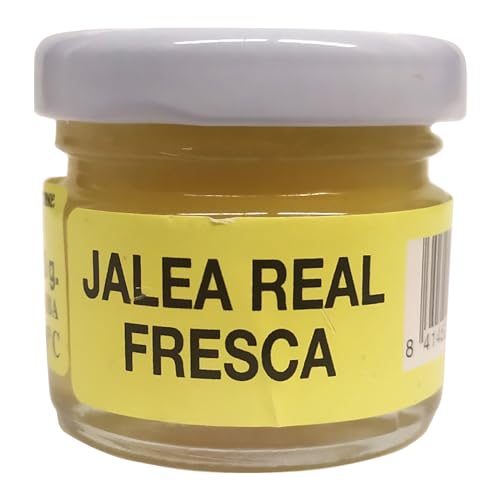 Jalea real fresca pura natural de España, bote de cristal con 30 gramos de jalea real de abejas y cuchara para tomar
