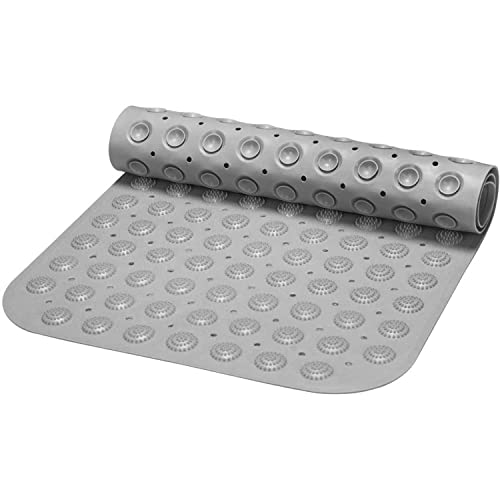 Image of TurtleGrip Anti-Slip Shower Mat, 88x58 cm Accu-Pebble (Grey), Anti-Skid Extra Large Bath Mat with Suction Cups, Machine Washable Bathroom Mats with Drain Holes