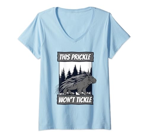 This Prickle Won't Tickle Spiked Animal Lover Porcupine V-Neck T-Shirt