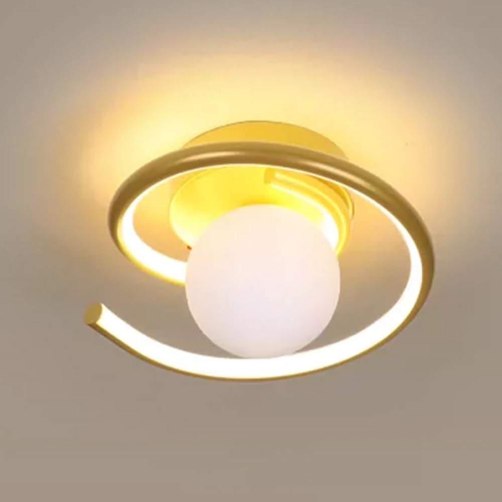 Złota lampa sufitowa do montażu podtynkowego Kreatywna konstrukcja spiralna Metalowe lampy sufitowe Akrylowe kule Sufitowe oprawy oświetleniowe do salonu Sypialnia Korytarz Przedpokój(White)