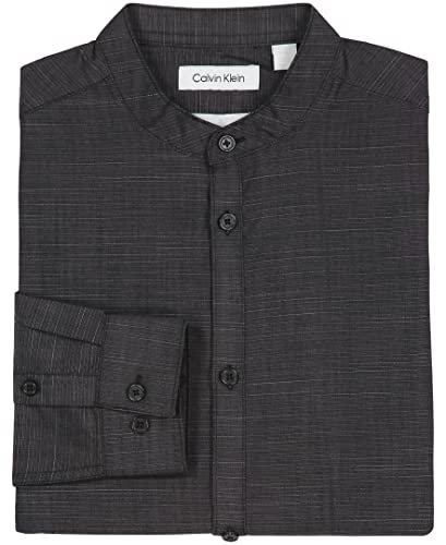 Calvin Klein Boy's Long Sleeve Slub Dress Shirt, Button-down Style with Banded Collar, Cuffs & Shirttail Hem2