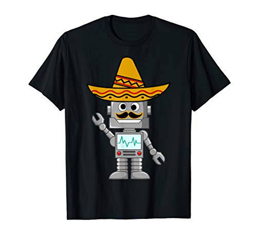 Funny Mexican Robot Dabbing Sombrero AI Gamer Esports T-Shirt