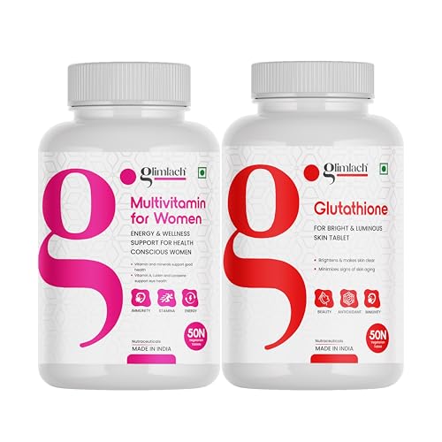 Image of GLIMLACH Multivitamins Tablet For Women With Zinc, Vitamin C, Vitamin D3 & L Glutathione With Vitamin C & E For Immune Support, Antioxidant Support, Healthy Radiant Skin For Men & Women