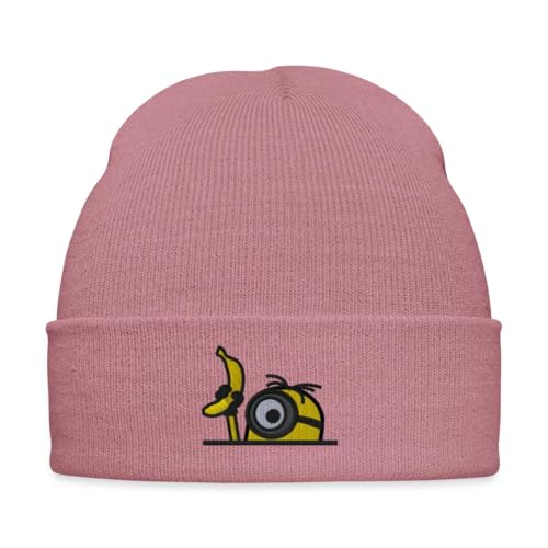 Bonnet Les Minions Stuart rose, le cadeau d'hiver parfait et utile