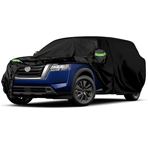 Image of Waterproof Car Covers Replace for 2012-2025 Nissan Pathfinder, 6 Layers All Weather Custom-fit Car Cover with Zipper Door & Windproof Bands for Snow Rain Dust Hail Protection (Pathfinder)