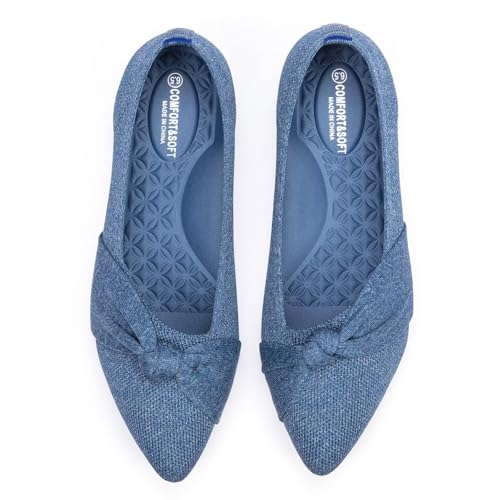 Image of Frank Mully Womens Pointed Toe Flats Knit Dress Shoes Comfort Women Shoes Softable