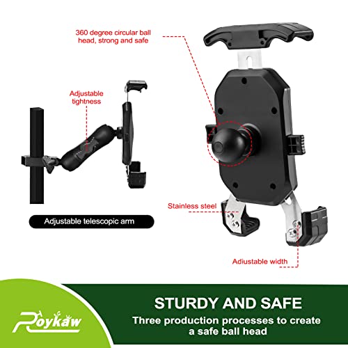 Roykaw Golf Cart Phone Mount Holder For Ezgo/Club Car/Yamaha/Icon/Advanced Ev, Quick Release & One-Touch Lock/One-Handed Pick And Place, Compatible With Iphone 14/Galaxy/Google Pixel/Fits 4.7"-6.8" #TOP5