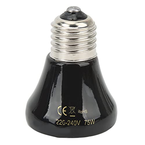 Mini Emettitore di Calore in Ceramica, Lampada di Calore Rettile Lampadina di Calore A Infrarossi Nessuna Luce Lampada di Riscaldamento Anfibio per Animali Domestici Anfibi che Incubano(75W nero)