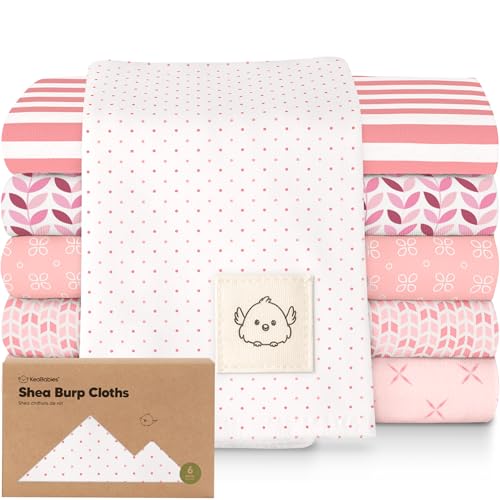 Image of Organic Burp Cloths Baby Boy, Girl - 6-Pack Large 100% Cotton Burping Cloths for Babies, Spit Up Rags, Super Absorbent, Ultra Soft Newborn Rag, Gender Neutral, Machine Washable, Durable (Blush)