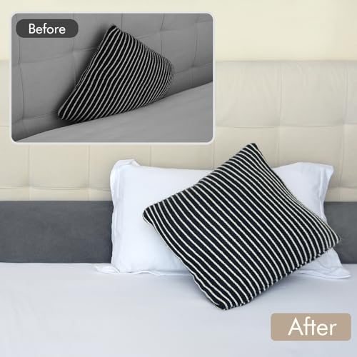Image of Vekkia Bed Wedge Pillow for Headboard, Bed Gap Filler(0-5 inch) for Gap Between Mattress and Headboard /Wall, Prevents Pillows & Items from Falling, Dual Pocket, Washable Cover, Full, Gray, 54 inchx10 inchx6 inch