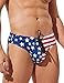PINKY SENSON Men's American Flag Patriotic swimwear Fourth of July Stars & Stripes Swim Briefs S