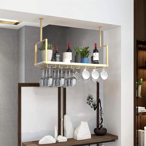 Support de verre à vin de plafond avec rangements pour bouteilles de vin - 4