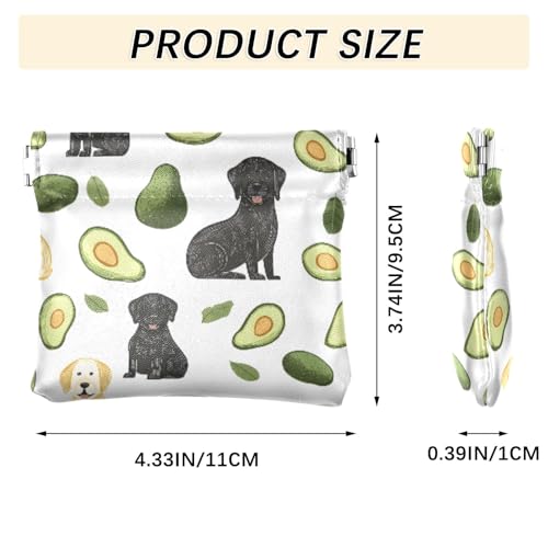 Münzgeldbörse im Hunde- und Avocados-Stil, Kleingeldfach, PU-Leder, Mini-Geldbörse, Münzfach für Damen, Mädchen, Herren