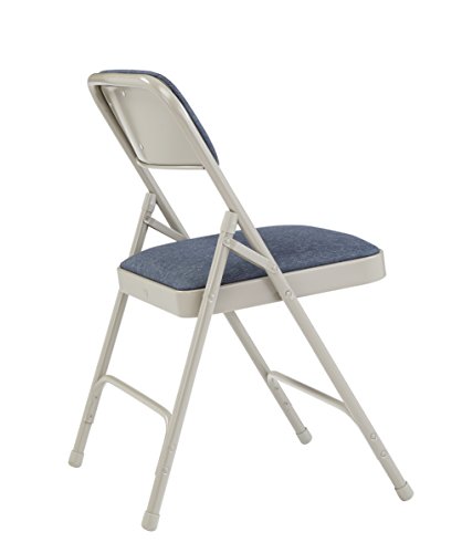 National Public Seating 2200 Series Steel Frame Upholstered Premium Fabric Seat And Back Folding Chair With Double Brace, 480 Lbs Capacity, Imperial Blue/Gray (Carton Of 4) #TOP3