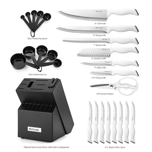 Image of McCook Knife Sets, German Stainless Steel Kitchen Knife Block Sets with Built-in Sharpener
