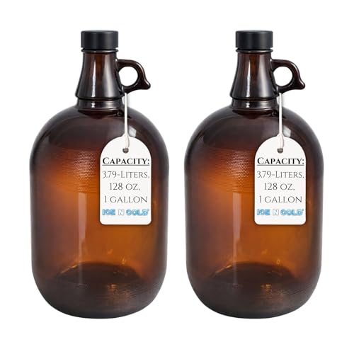C-Store Packaging Jarra de vidrio ámbar esmaltado de 1 galón (128 onzas) con...
