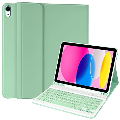 Teclado para iPad Nuevo 10a 2022,Funda para iPad 10 Gen 2022 con Teclado Inalámbrico Desmontable Bluetooth Español con Ñ, Funda con Lapiz de Ranura y Despetar/Dormir Auto para iPad Nuevo 10.9 2022