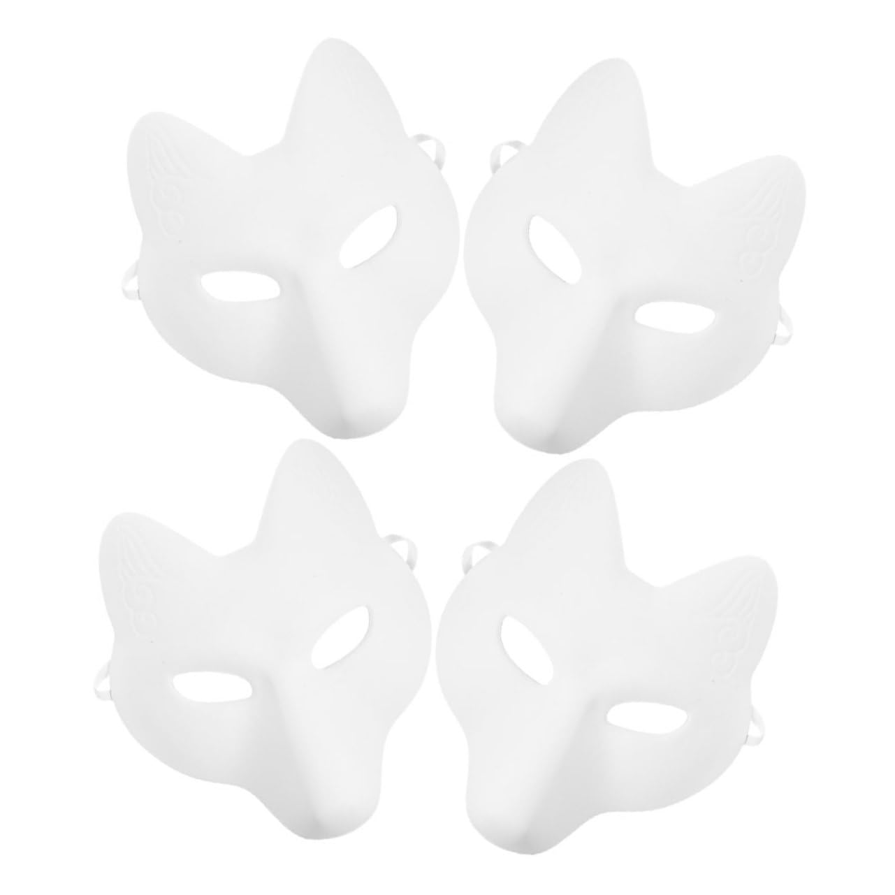 Maschera Di Volpe Bianca 4 Pezzi Maschere Animali Vuote Per Fai Da Te Decorazione Feste Halloween Cosplay Personalizzabile