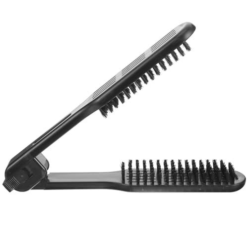 DIYEAH Peine Alisador Cabello Negro, Cepillo Plancha de Doble Cara Antiencrespamiento, Resistente al Calor para Uso Profesional y Doméstico, Herramienta Ligera para Peinado Diario