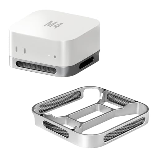 Image of ZORBES Aluminum Stand for Mac mini M4 /M4 Pro, Precision Fit Base with Power Button Cutout, Four-Sided Ventilation, 0.8mm Mesh Dust Cover, Anti-Scratch Silicone Pads Sleek Desktop Holder for Mac mini