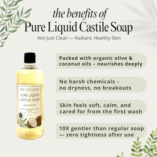 Image of Pure Liquid Castile Soap for Face, Body, Hair | Natural, Organic and Safe | Eco-Friendly and Non-Toxic | Hands and Body | orange 500ml