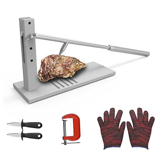 Koconic Set de cuchillo para ostras de acero inoxidable, incluye dos cuchillos, guante, clip G y máquina abridora para casa. Herramientas de mariscos.