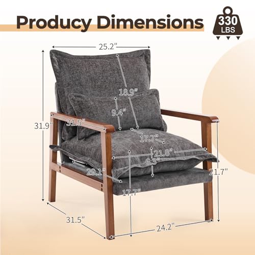 Sillón Chenille Gris con Diseño Fruncido miniatura 2