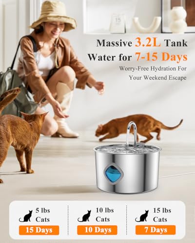 Fuente de Agua para Gatos 3.2L Acero Inoxidable miniatura 3