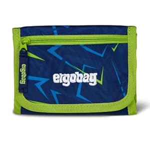 ergobag Brustbeutel Kleingeldfach, mit Sichtfenster, Geldbeutel für Kinder, zum Umhängen, mit Klettverschluss SpitzenreitBär - Dunkelblau