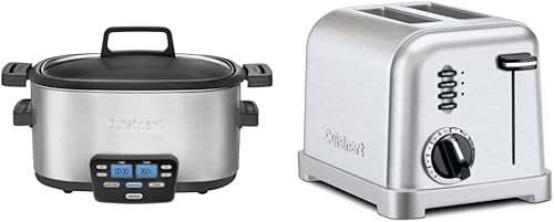 Cuisinart MSC-600 Cook Central - Olla multicocción 3 en 1 de 6 cuartos de galón olla lenta marrónsalteado vaporizador y CPT-160 Metal Classic 2