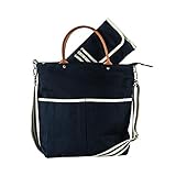 Tag&Crew Multi Pocket Canvas Diaper Tote with Changing Pad, Sturdy Web Handles & Adjustable Shoulder