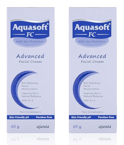 Image of Aquasoft FC Cream 60gm - Moisturiser for deep hydration & radiance with Aquaxyl & Vitamin E Lightweight, non-greasy, paraben-free daily face cream for acne-prone skin,Pack of 2