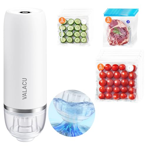 Vacuum Sealer for Sealing Food, Handheld Vacuum Pump Comes with 15 Small Vacuum Seal Bags for Clothing,Travel Vacuum Storage Bags with Electric Pump Suitable for Food, Baby Clothes and Toiletries