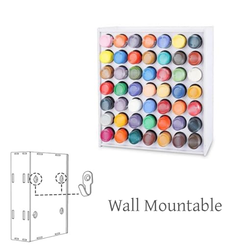Image of HAN SHENG 49 Hole Craft Paint Storage Organizer - Wall Mounted, Removable Paint Organizer Box - 2oz Bottle Organizer