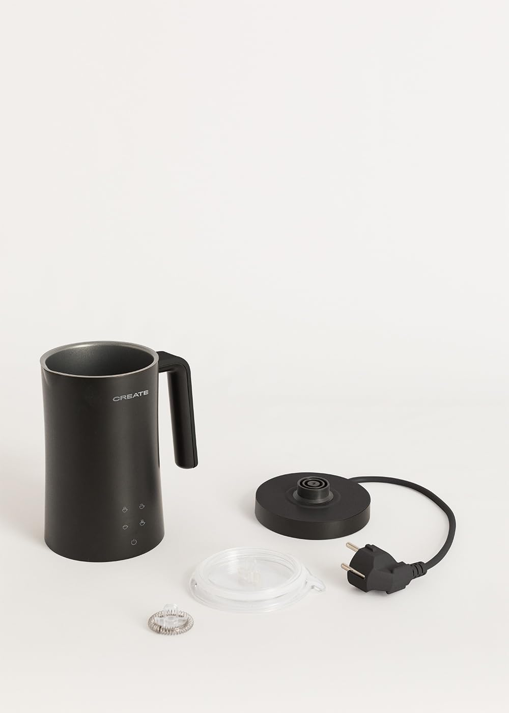 CREATE/MILK FROTHER STUDIO/Espumador calentador de leche eléctrico negro/Pantalla táctil, 4 programas automáticos, sitema de seguridad, 350ml, uso en frío o en caliente, 400 W