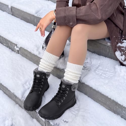 FANGARDEN Winter Boots for Women Men Winter Warm Anti Slip Leather Shoes - image 2