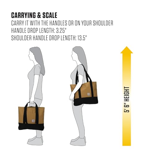Carhartt Klassische vertikale offene Tragetasche, strapazierfähiges, wasserabweisendes Material mit Hand- und Schultergurten, Kies, 18L, 18 Liter